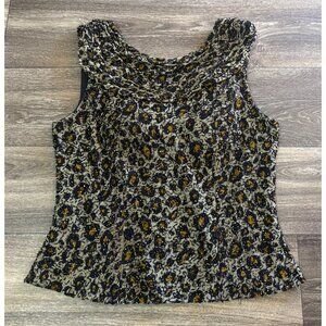 Vintage Andretta D. SILK Beaded Sleeveless Padded Blouse Draped Neck Swoop Large